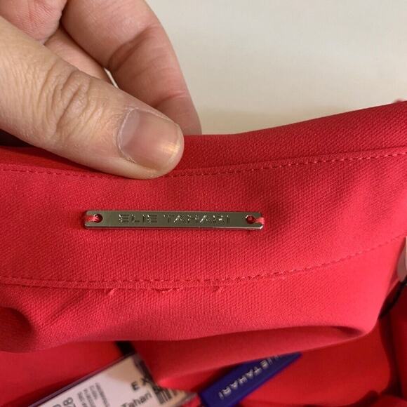 Elie Tahari Dress Womens 4 Strawberry Crepe Tie Waist Collared Side Zip Surplice - Picture 13 of 16